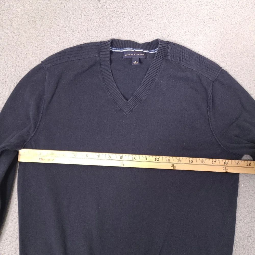 Banana Republic Mens Cotton Cashmere V-Neck Sweater Small Black‎ Pullover